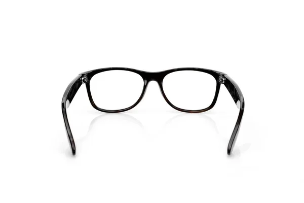 Lunettes Noires Isolées Sur Fond Blanc Appliquer Sur Portrait — Photo