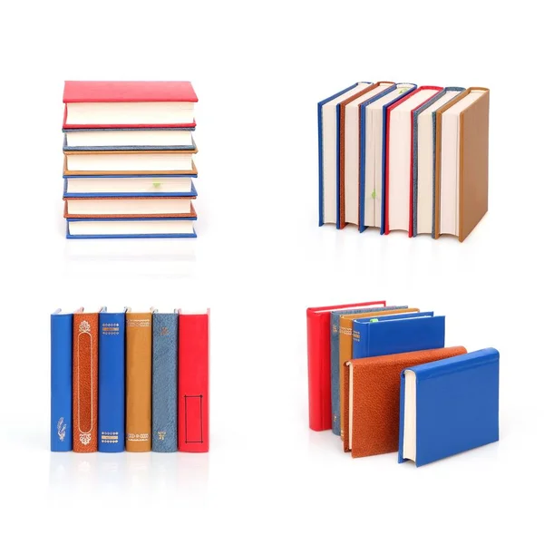Set Stacks Books Isolated White Background — Stock Photo, Image
