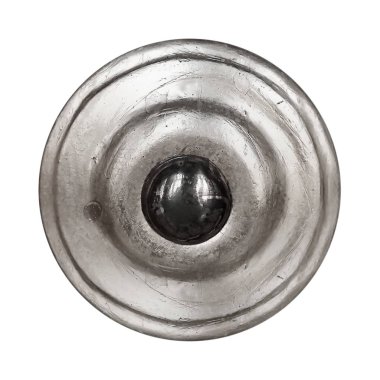 Beyaz arka plan üzerinde izole bir daire şeklinde gümüş dekoratif öğe