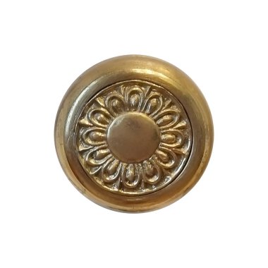 Beyaz arka plan üzerinde izole bir çiçek şeklinde altın dekoratif öğe