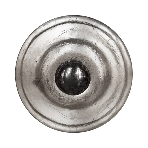 Beyaz arka plan üzerinde izole bir daire şeklinde gümüş dekoratif öğe