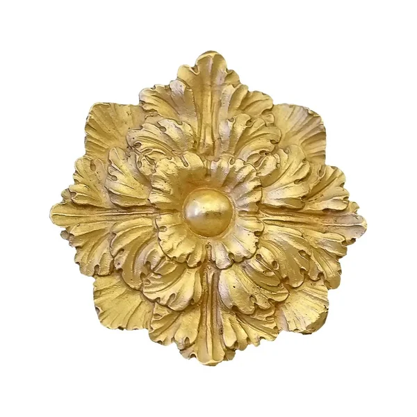 Beyaz arka plan üzerinde izole bir çiçek şeklinde altın dekoratif öğe