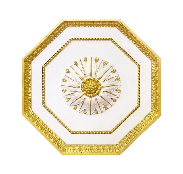Gouden Decoratief Element Vorm Van Een Bloem Geïsoleerd Witte Achtergrond — Stockfoto