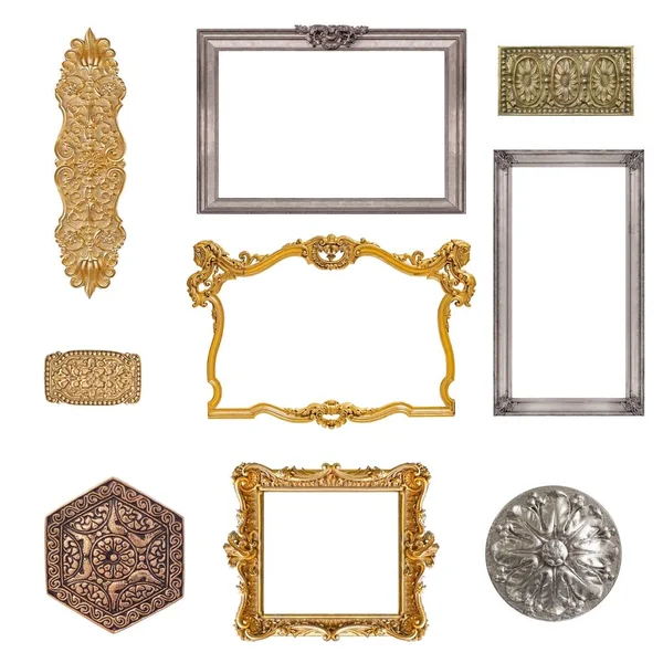 Uppsättning Golden Och Silver Ramar För Tavlor Speglar Eller Foton — Stockfoto