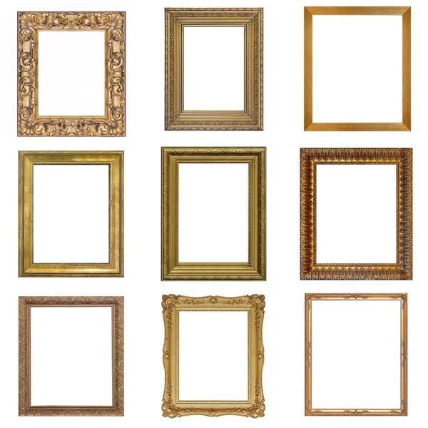 Set Golden Silver Frames Paintings Mirrors Photos — Stock Photo, Image