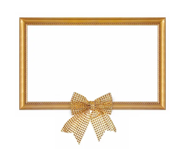 Beyaz Bir Arka Plan Üzerinde Noel Süslemeleri Ile Altın Çerçeveli — Stok fotoğraf