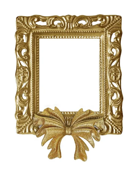 Gold Framed Frame Christmas Decorations White Background — Stock Photo, Image