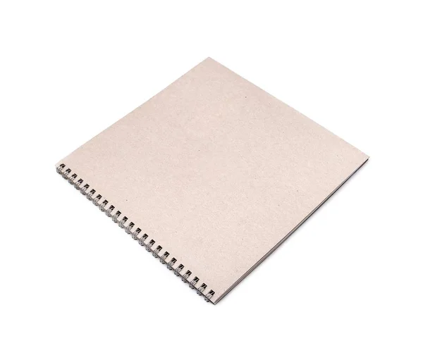 Carnet Couverture Kraft Avec Ressorts Isolés Sur Fond Blanc — Photo