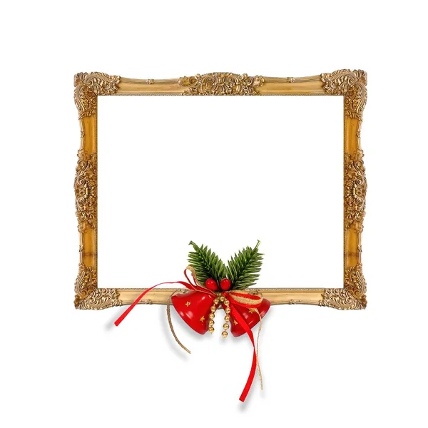 Golden Framed Frame Decorations White Background — Stock Photo, Image