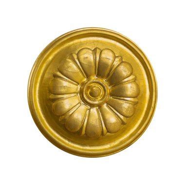 Beyaz arkaplanda izole edilmiş çiçek desenli altın dekoratif element