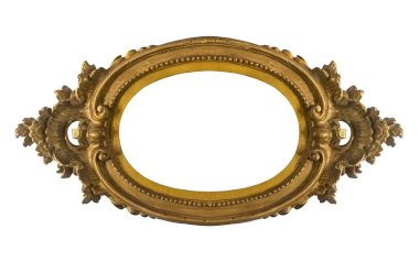 Beyaz arkaplanda izole edilmiş resimler, aynalar veya fotoğraf için altın çerçeve