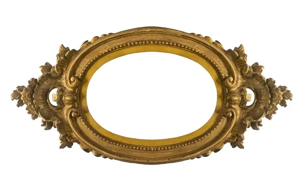 Zlatý Rám Pro Obrazy Zrcadla Nebo Fotografie Izolované Bílém Pozadí — Stock fotografie
