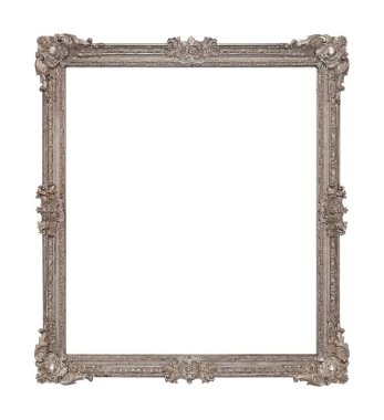 Beyaz arkaplanda izole edilmiş resimler, aynalar veya fotoğraf için gümüş çerçeve