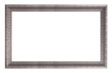 Beyaz arkaplanda izole edilmiş resimler, aynalar veya fotoğraf için gümüş çerçeve