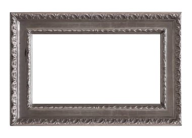 Beyaz arkaplanda izole edilmiş resimler, aynalar veya fotoğraf için gümüş çerçeve