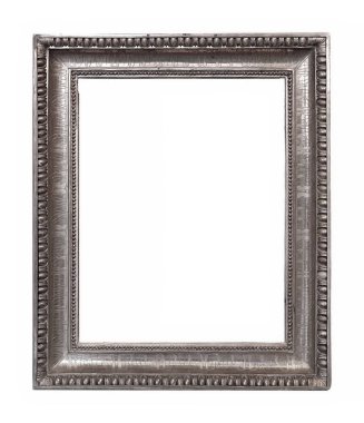 Beyaz arkaplanda izole edilmiş resimler, aynalar veya fotoğraf için gümüş çerçeve