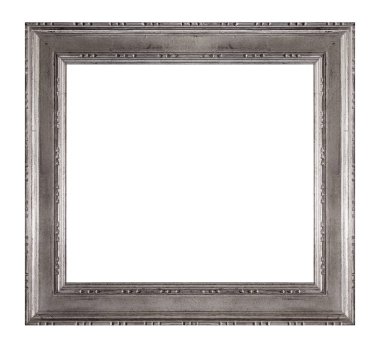 Beyaz arkaplanda izole edilmiş resimler, aynalar veya fotoğraf için gümüş çerçeve