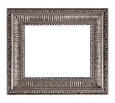 Beyaz arkaplanda izole edilmiş resimler, aynalar veya fotoğraf için gümüş çerçeve