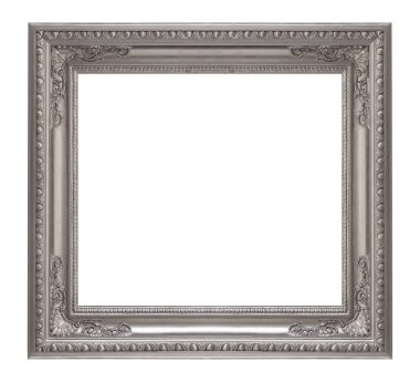 Beyaz arkaplanda izole edilmiş resimler, aynalar veya fotoğraf için gümüş çerçeve