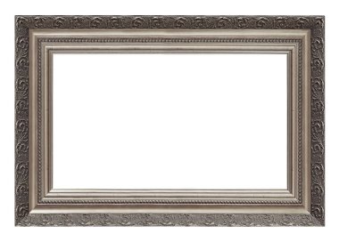 Beyaz arkaplanda izole edilmiş resimler, aynalar veya fotoğraf için gümüş çerçeve