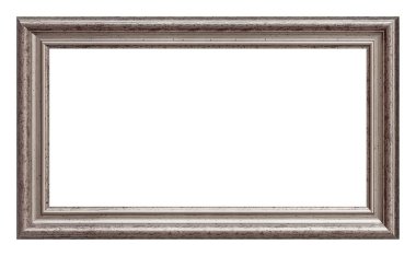 Beyaz arkaplanda izole edilmiş resimler, aynalar veya fotoğraf için gümüş çerçeve