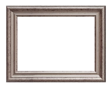 Beyaz arkaplanda izole edilmiş resimler, aynalar veya fotoğraf için gümüş çerçeve