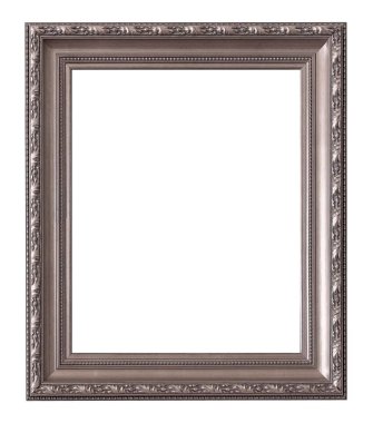 Beyaz arkaplanda izole edilmiş resimler, aynalar veya fotoğraf için gümüş çerçeve