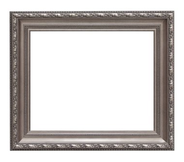 Beyaz arkaplanda izole edilmiş resimler, aynalar veya fotoğraf için gümüş çerçeve