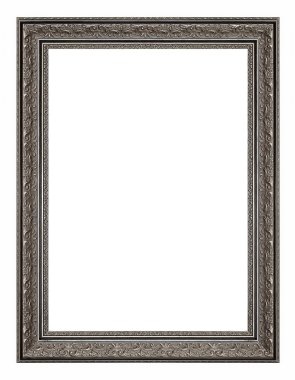 Beyaz arkaplanda izole edilmiş resimler, aynalar veya fotoğraf için gümüş çerçeve