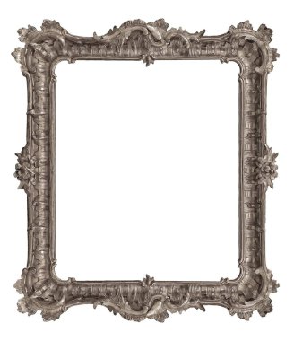 Beyaz arkaplanda izole edilmiş resimler, aynalar veya fotoğraf için gümüş çerçeve