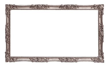 Beyaz arkaplanda izole edilmiş resimler, aynalar veya fotoğraf için gümüş çerçeve