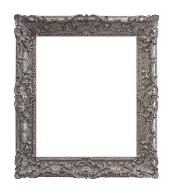 Beyaz arkaplanda izole edilmiş resimler, aynalar veya fotoğraf için gümüş çerçeve
