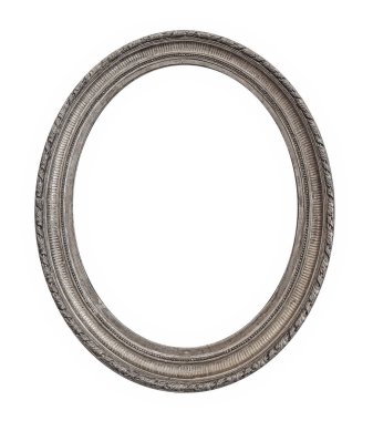 Beyaz arkaplanda izole edilmiş resimler, aynalar veya fotoğraf için gümüş çerçeve