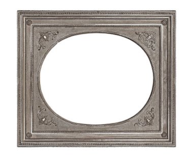 Beyaz arkaplanda izole edilmiş resimler, aynalar veya fotoğraf için gümüş çerçeve