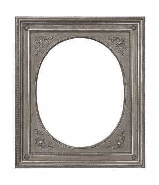 Beyaz arkaplanda izole edilmiş resimler, aynalar veya fotoğraf için gümüş çerçeve
