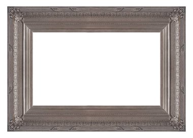 Beyaz arkaplanda izole edilmiş resimler, aynalar veya fotoğraf için gümüş çerçeve