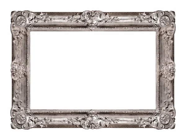 Zilveren Frame Voor Schilderijen Spiegels Foto Geïsoleerd Witte Achtergrond — Stockfoto