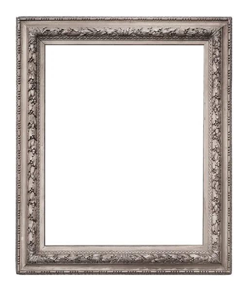 Zilveren Frame Voor Schilderijen Spiegels Foto Geïsoleerd Witte Achtergrond — Stockfoto