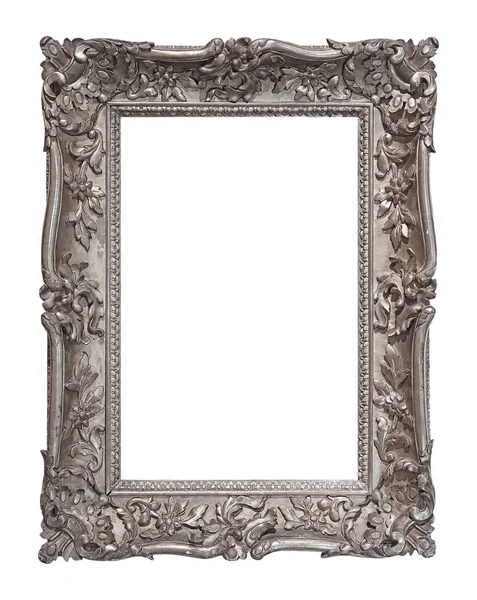 Silver Frame Paintings Mirrors Photo Isolated White Background — Stock Photo, Image