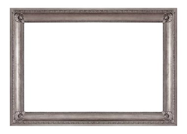 Beyaz arkaplanda izole edilmiş resimler, aynalar veya fotoğraf için gümüş çerçeve