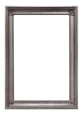 Beyaz arkaplanda izole edilmiş resimler, aynalar veya fotoğraf için gümüş çerçeve