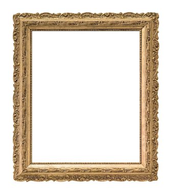 Beyaz arkaplanda izole edilmiş resimler, aynalar veya fotoğraf için altın çerçeve