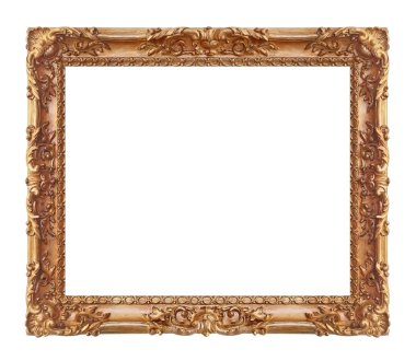 Beyaz arkaplanda izole edilmiş resimler, aynalar veya fotoğraf için altın çerçeve