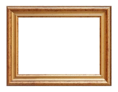 Beyaz arkaplanda izole edilmiş resimler, aynalar veya fotoğraf için altın çerçeve