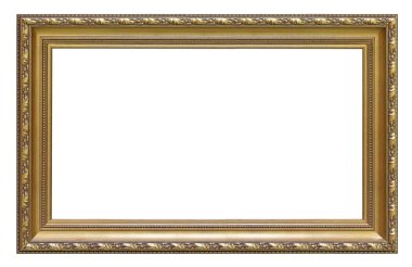 Beyaz arkaplanda izole edilmiş resimler, aynalar veya fotoğraf için altın çerçeve