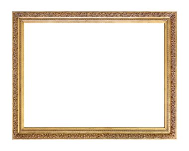 Beyaz arkaplanda izole edilmiş resimler, aynalar veya fotoğraf için altın çerçeve