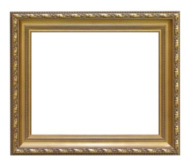 Beyaz arkaplanda izole edilmiş resimler, aynalar veya fotoğraf için altın çerçeve