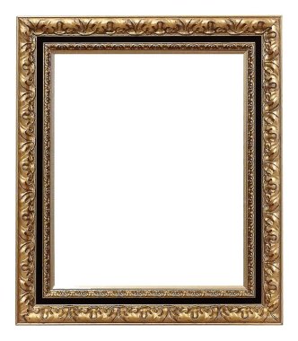 Beyaz arkaplanda izole edilmiş resimler, aynalar veya fotoğraf için altın çerçeve
