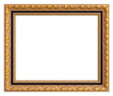 Beyaz arkaplanda izole edilmiş resimler, aynalar veya fotoğraf için altın çerçeve