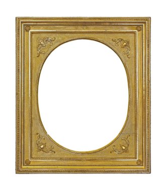Beyaz arkaplanda izole edilmiş resimler, aynalar veya fotoğraf için altın çerçeve